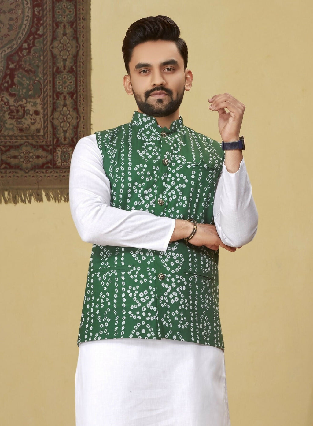 Anaita Green Printed Soft Cotton Straight Kurti Kurta