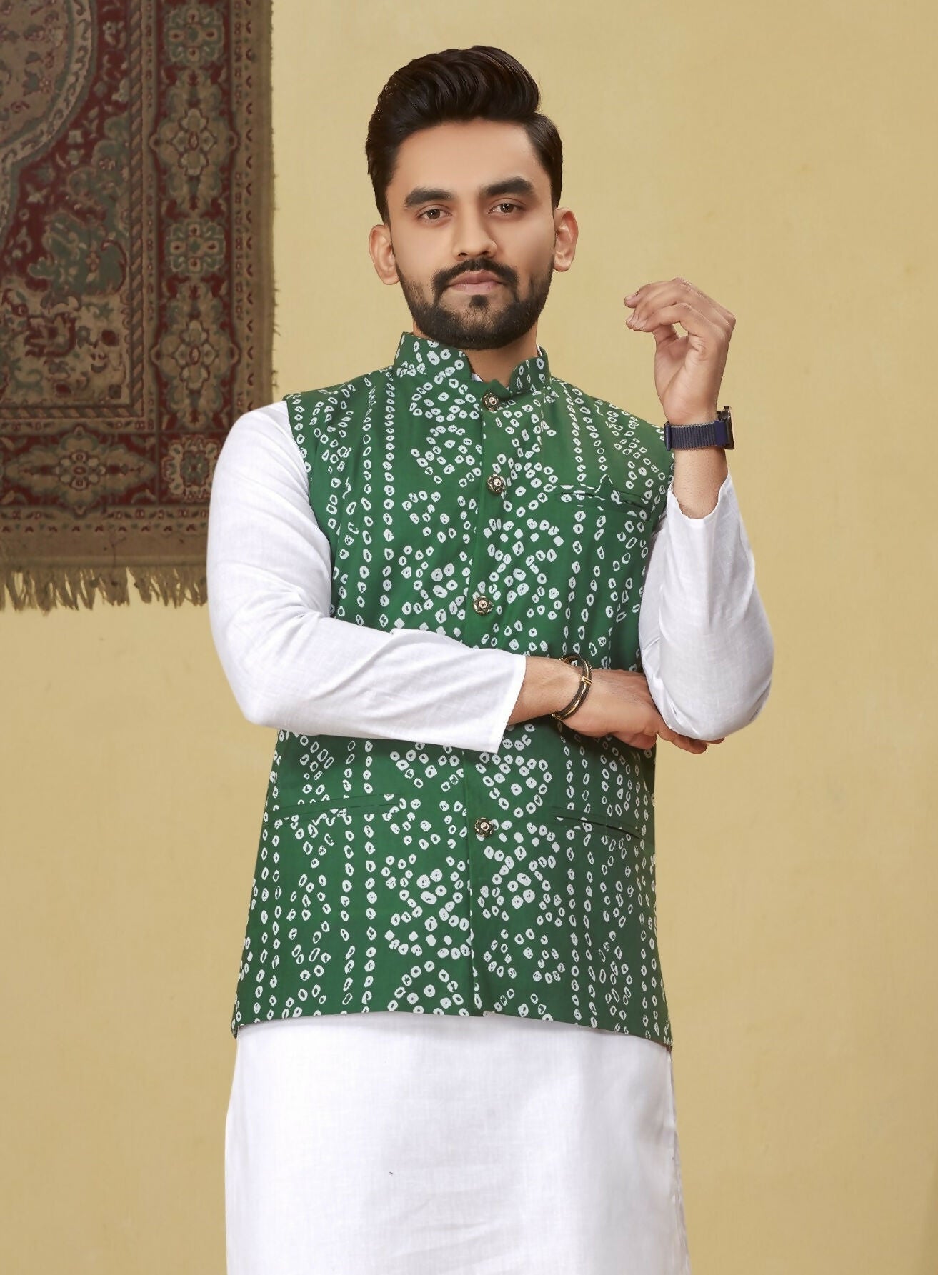 Anaita Green Printed Soft Cotton Straight Kurti Kurta