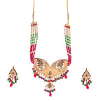 Gold-Polished Alloy Jadau Worktraditional Ethnic Beaded Necklace Set - The Pari