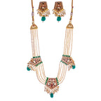 Gold-Polished Alloy Pearl Choker Set With Jadau Kundan Work Motifs - The Pari