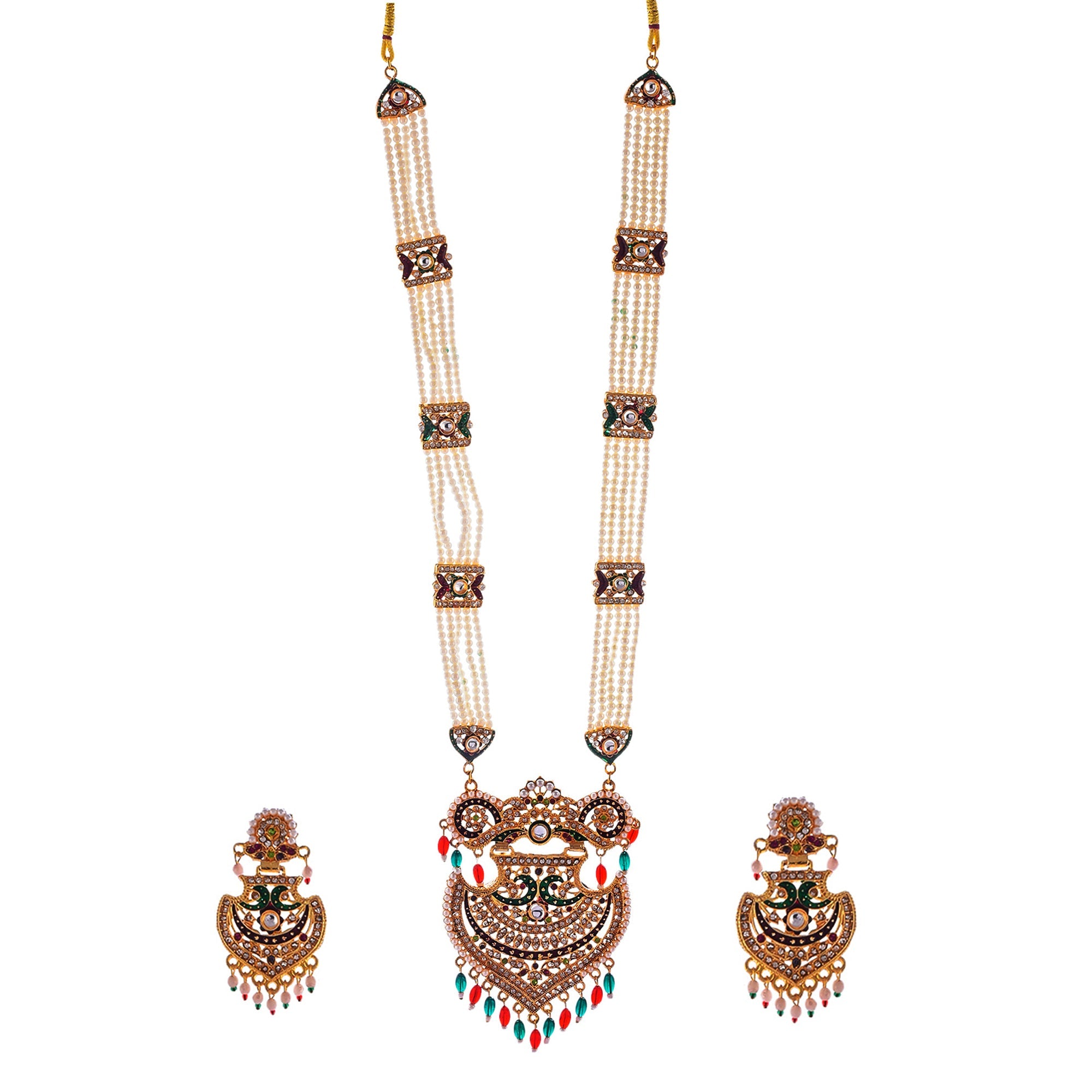 Gold-Polished Alloy Long Jadau Work Rani Haar Necklace - The Pari