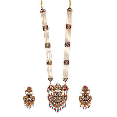 Gold-Polished Alloy Long Jadau Work Rani Haar Necklace - The Pari
