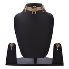 Gold-Polished Alloy Designer Peacock Choker Necklace Set - The Pari