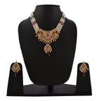 Gold-Polished Alloy Jadau Polki Studded Pearl Mala Necklace Set - The Pari