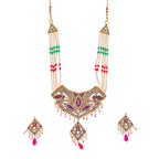 Gold-Polished Alloy Jadau Polki Studded Pearl Mala Necklace Set - The Pari