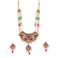 Gold-Polished Alloy Jadau Polki Studded Pearl Mala Necklace Set - The Pari