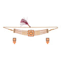 Gold-Polished Alloy Neon Square Motif Pearl Choker Necklace Set - The Pari
