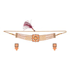 Gold-Polished Alloy Neon Square Motif Pearl Choker Necklace Set - The Pari
