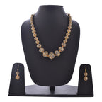 Gold-Polished Alloy Victorian Look Classy Mala Necklace With Earrings - The Pari