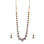 Gold-Polished Alloy Victorian Look Classy Mala Necklace With Earrings - The Pari