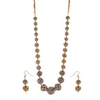 Gold-Polished Alloy Victorian Look Classy Mala Necklace With Earrings - The Pari