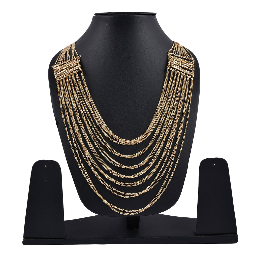 Gold-Polished Alloy Designer Brass Cluster Beads Rani Haar Necklace - The Pari
