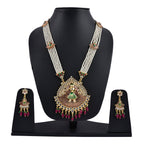 Gold-Polished Alloy Long Pearl Rani Haar With Designer Pendant - The Pari
