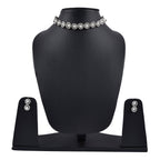 Rhodium-Plated Alloy Silver Ad Necklace With Pearls - The Pari