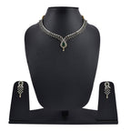 Rhodium-Plated Alloy Green Classy Ad Necklace Set - The Pari
