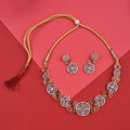 Rhodium-Plated Alloy Dual Tone Ad Neckalce With Earrings - The Pari - Distacart