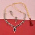 Rhodium-Plated Alloy Blue Classy Ad Necklace Set - The Pari