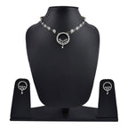 Rhodium-Plated Alloy Round Motif Ad Necklace Set - The Pari