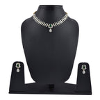 Rhodium-Plated Alloy Nagin Inspired Green Stone Ad Necklace Set - The Pari
