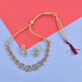 Rhodium-Plated Alloy Designer Ad Square Necklace Set - The Pari