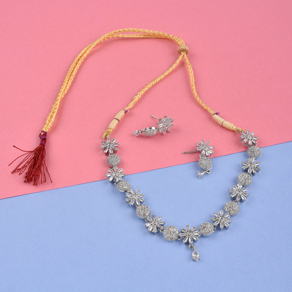 Rhodium-Plated Alloy Denty Look Designer Ad Necklace - The Pari