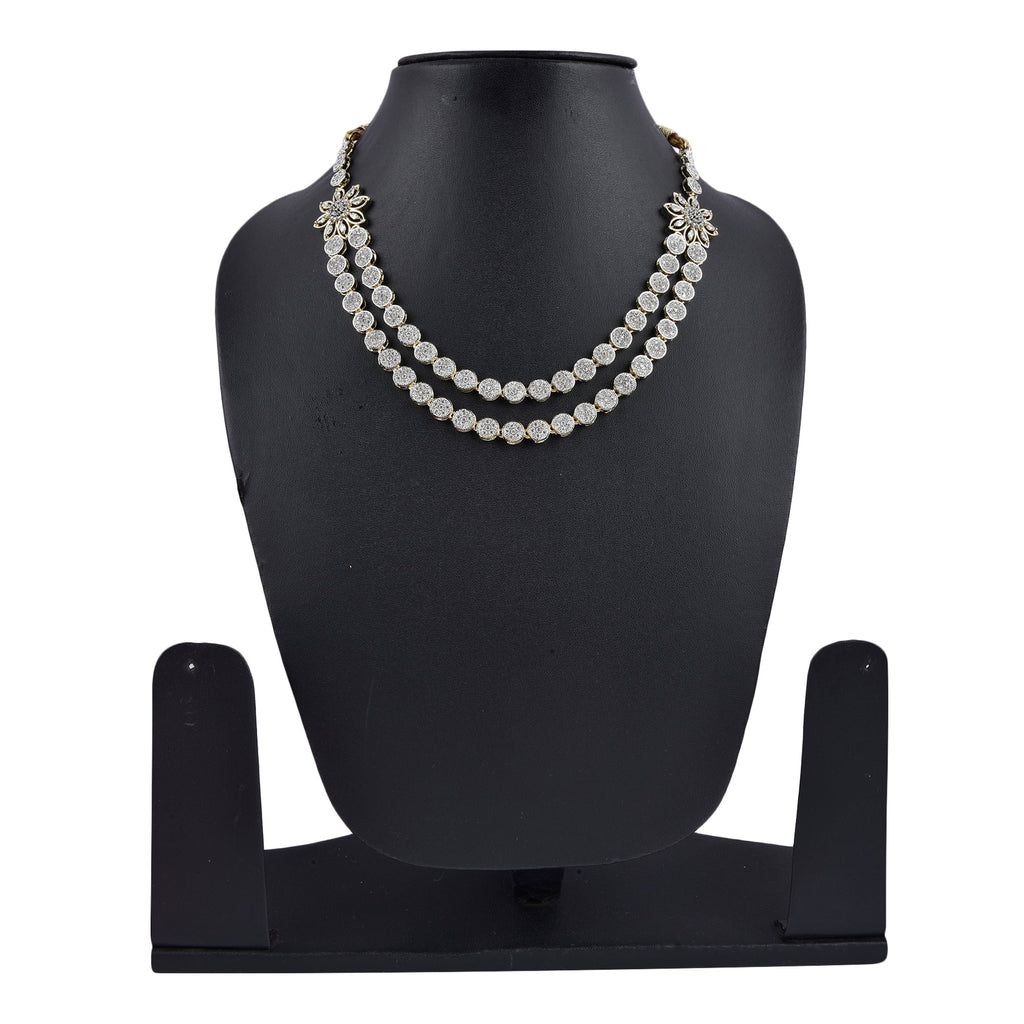 Rhodium-Plated Alloy Double Layer Ad Necklace Set - The Pari