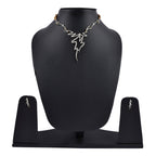 Rhodium-Plated Alloy Assymetric Designer Ad Necklace Set - The Pari
