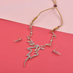 Rhodium-Plated Alloy Assymetric Designer Ad Necklace Set - The Pari