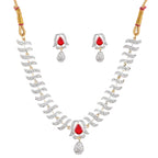 Rhodium-Plated Alloy Nagin Inspired Ruby Stone Ad Necklace Set - The Pari