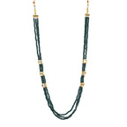 Gold-Polished Alloy Long Green Beaded Kundan Studded Classy Necklace Set - The Pari