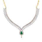 Rhodium-Plated Alloy Green Classy Ad Necklace Set - The Pari