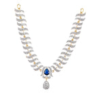Rhodium-Plated Alloy Nagin Inspired Blue Stone Ad Necklace Set - The Pari