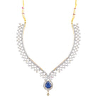 Rhodium-Plated Alloy Blue Classy Ad Necklace Set - The Pari