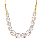 Rhodium-Plated Alloy Designer Ad Square Necklace Set - The Pari