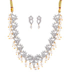 Rhodium-Plated Alloy Pearl Hanging Designer Choker Necklace - The Pari