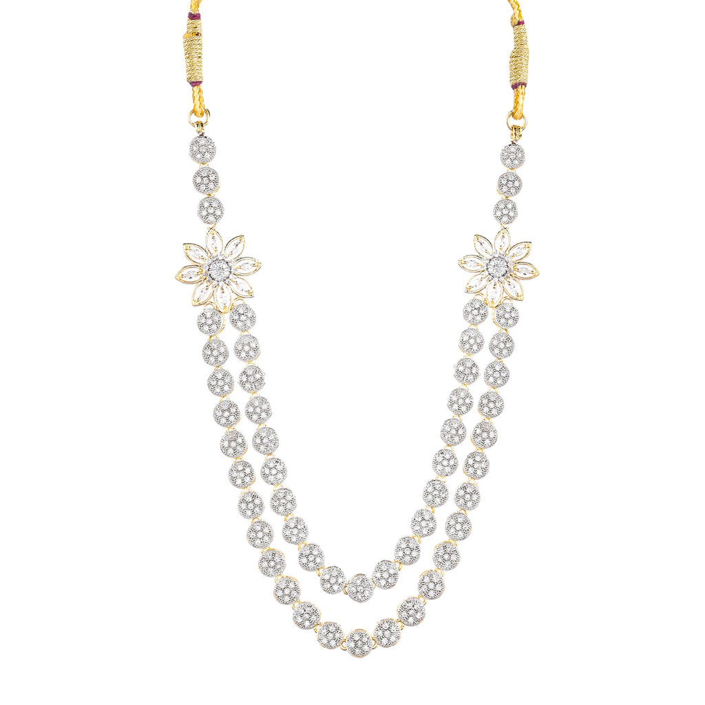 Rhodium-Plated Alloy Double Layer Ad Necklace Set - The Pari