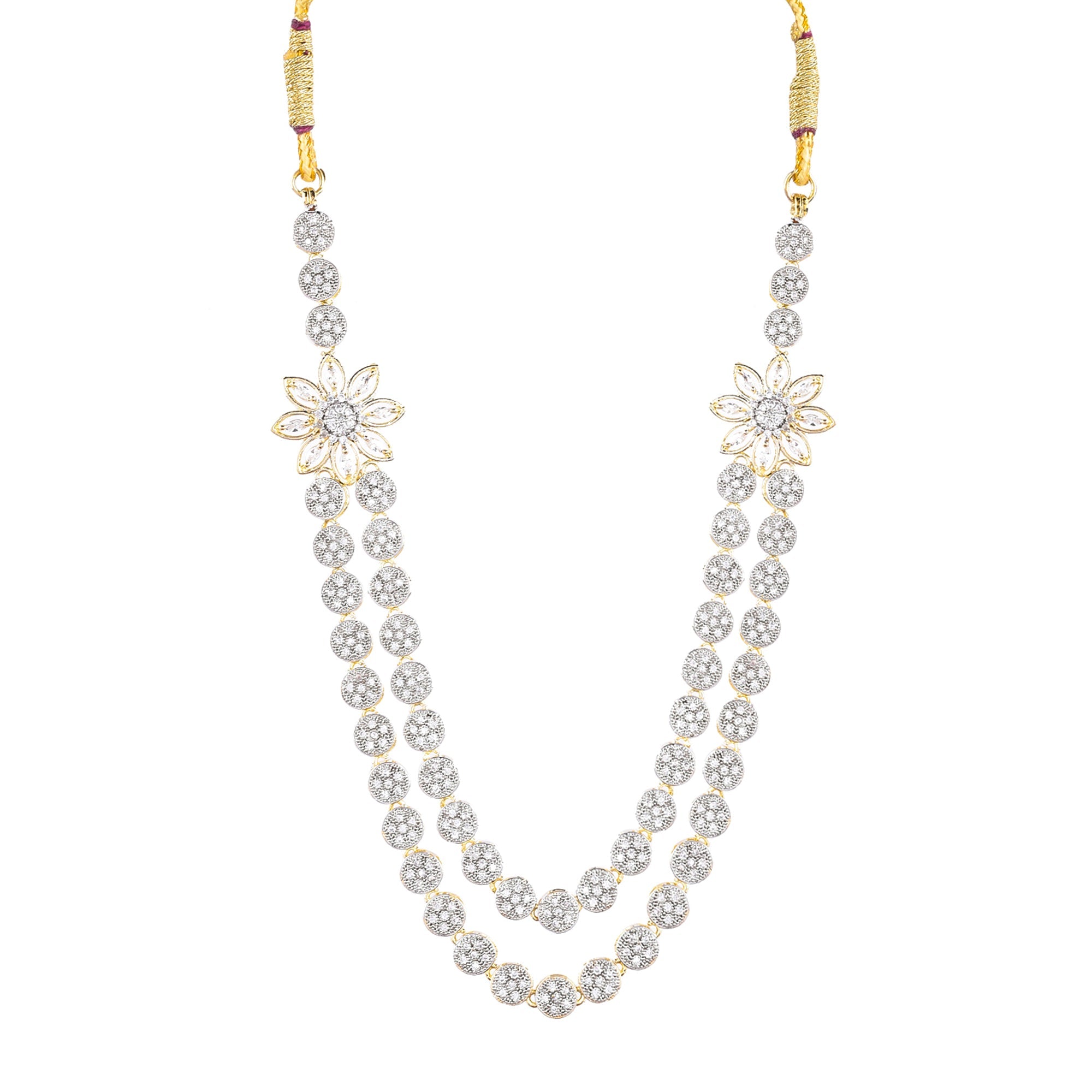 Rhodium-Plated Alloy Double Layer Ad Necklace Set - The Pari