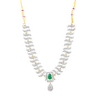 Rhodium-Plated Alloy Nagin Inspired Green Stone Ad Necklace Set - The Pari