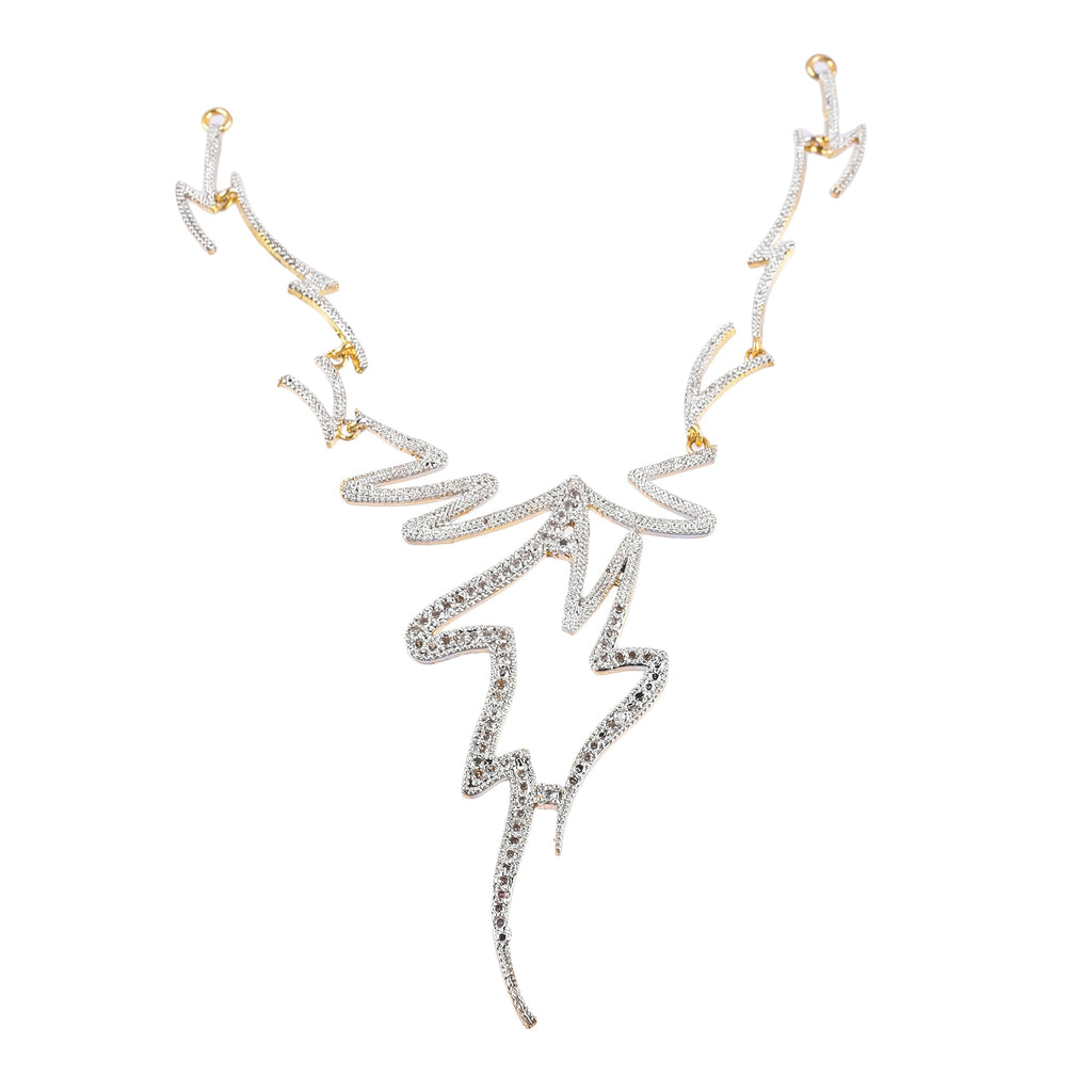 Rhodium-Plated Alloy Assymetric Designer Ad Necklace Set - The Pari