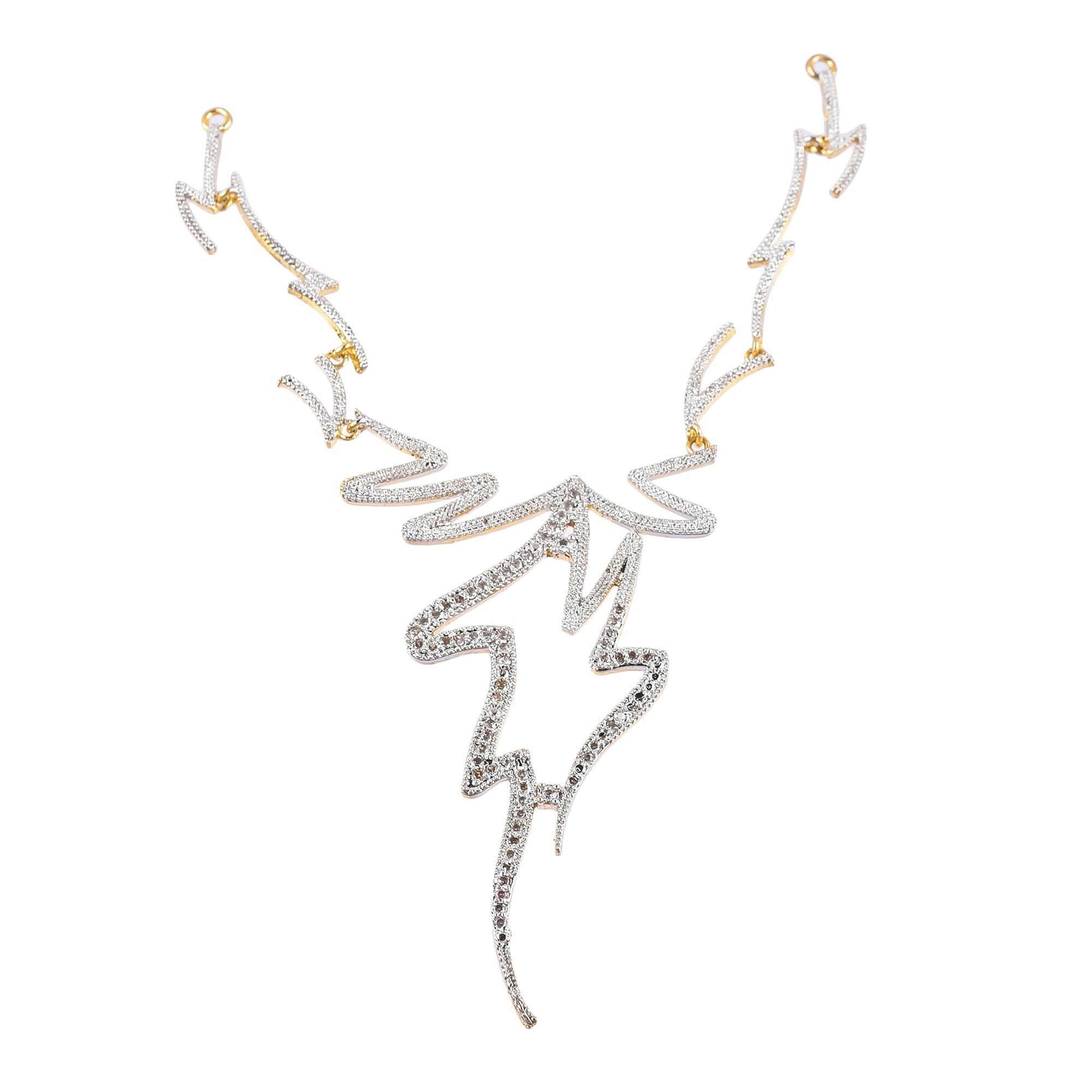 Rhodium-Plated Alloy Assymetric Designer Ad Necklace Set - The Pari