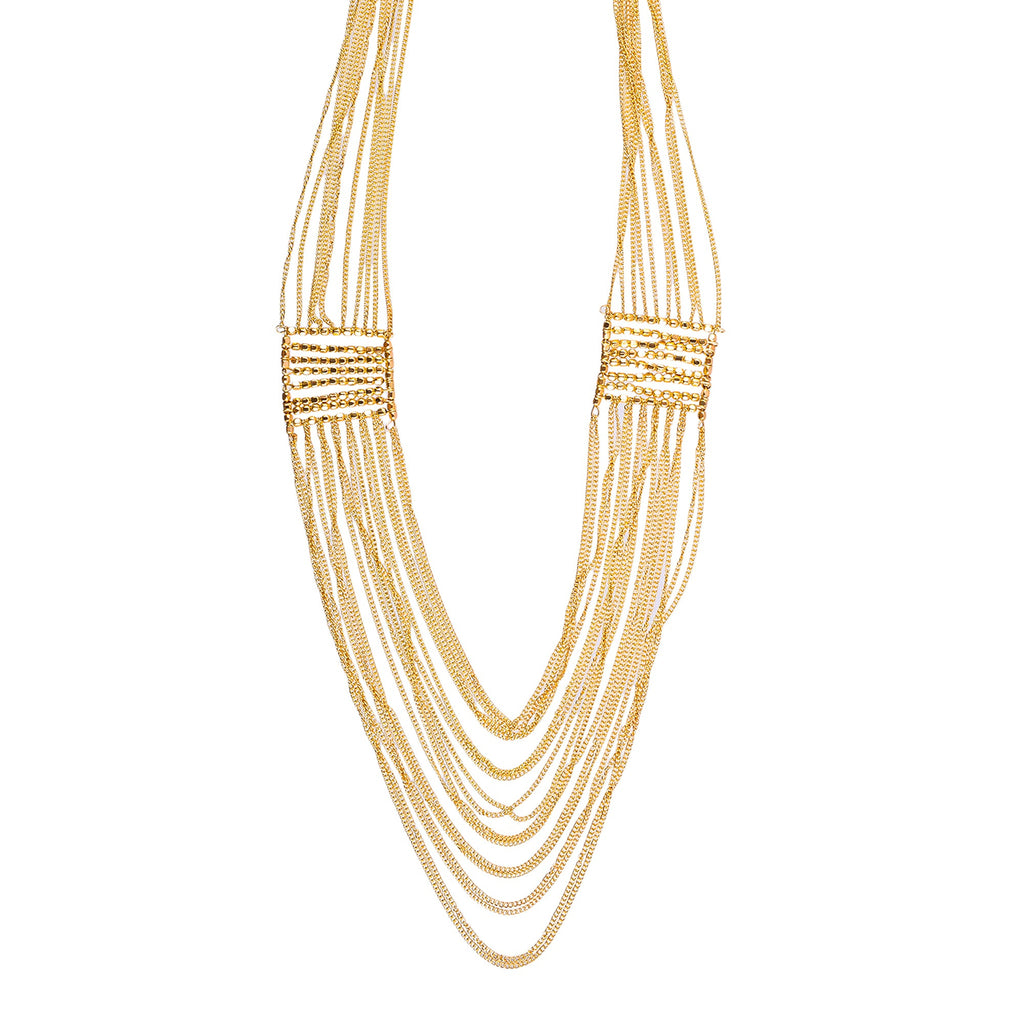 Gold-Polished Alloy Designer Brass Cluster Beads Rani Haar Necklace - The Pari
