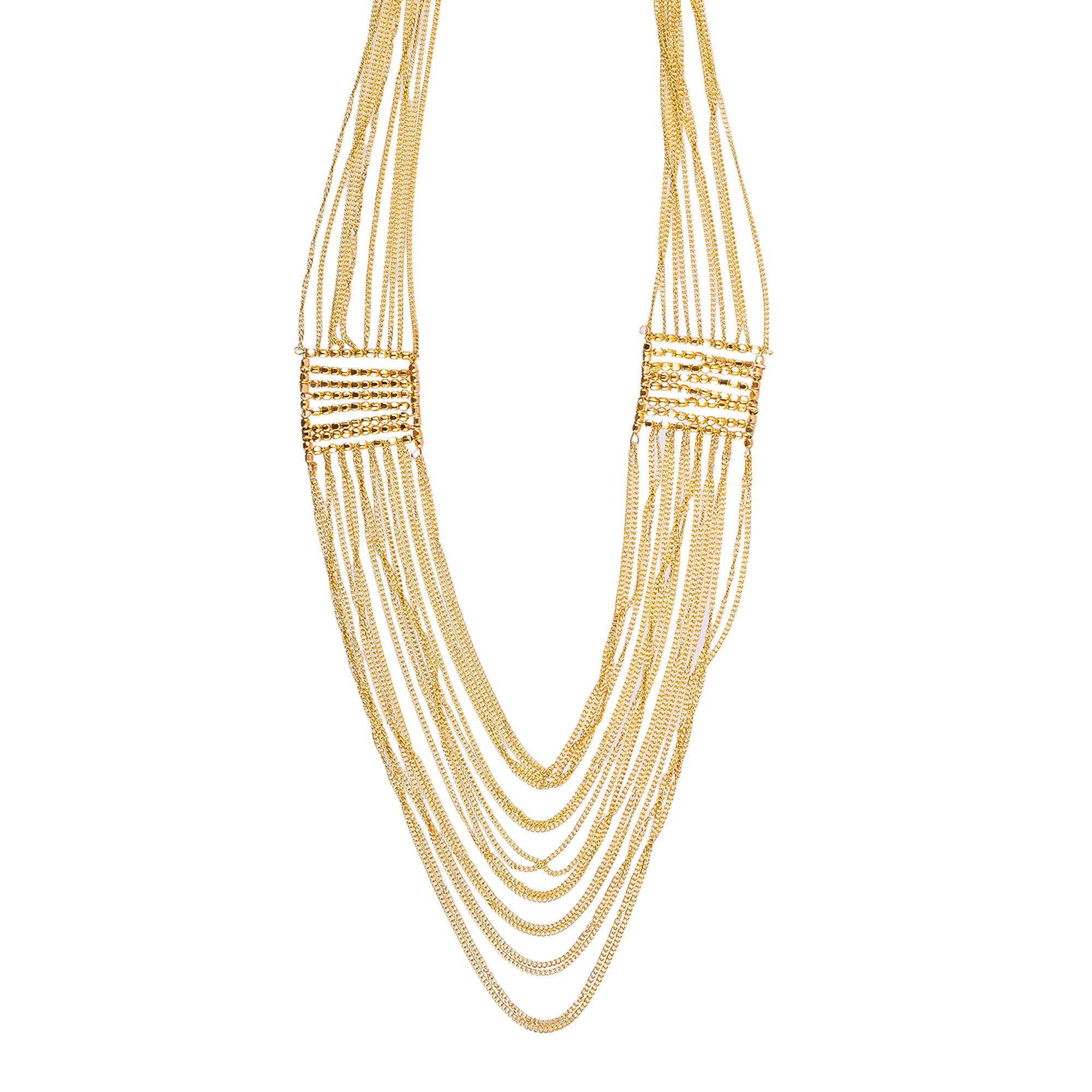 Gold-Polished Alloy Designer Brass Cluster Beads Rani Haar Necklace - The Pari