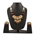 Gold-Polished Alloy Jadau Worktraditional Ethnic Beaded Necklace Set - The Pari