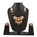 Gold-Polished Alloy Jadau Worktraditional Ethnic Beaded Necklace Set - The Pari