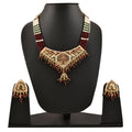 Gold-Polished Alloy Traditional Ethnic Beaded Jadau Necklace Set - The Pari