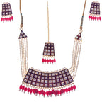 Gold-Polished Alloy Pearl Studded Kundan Choker Necklace Set With Maangtika - The Pari
