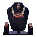 Gold-Polished Alloy Pearl Studded Kundan Choker Necklace Set With Maangtika - The Pari