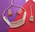 Gold-Polished Alloy Pearl Studded Kundan Choker Necklace Set With Maangtika - The Pari