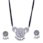 Silver-Plated Alloy Glass Studded Tribal Oxidised Choker Necklace - The Pari