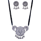 Silver-Plated Alloy Glass Studded Tribal Oxidised Choker Necklace - The Pari